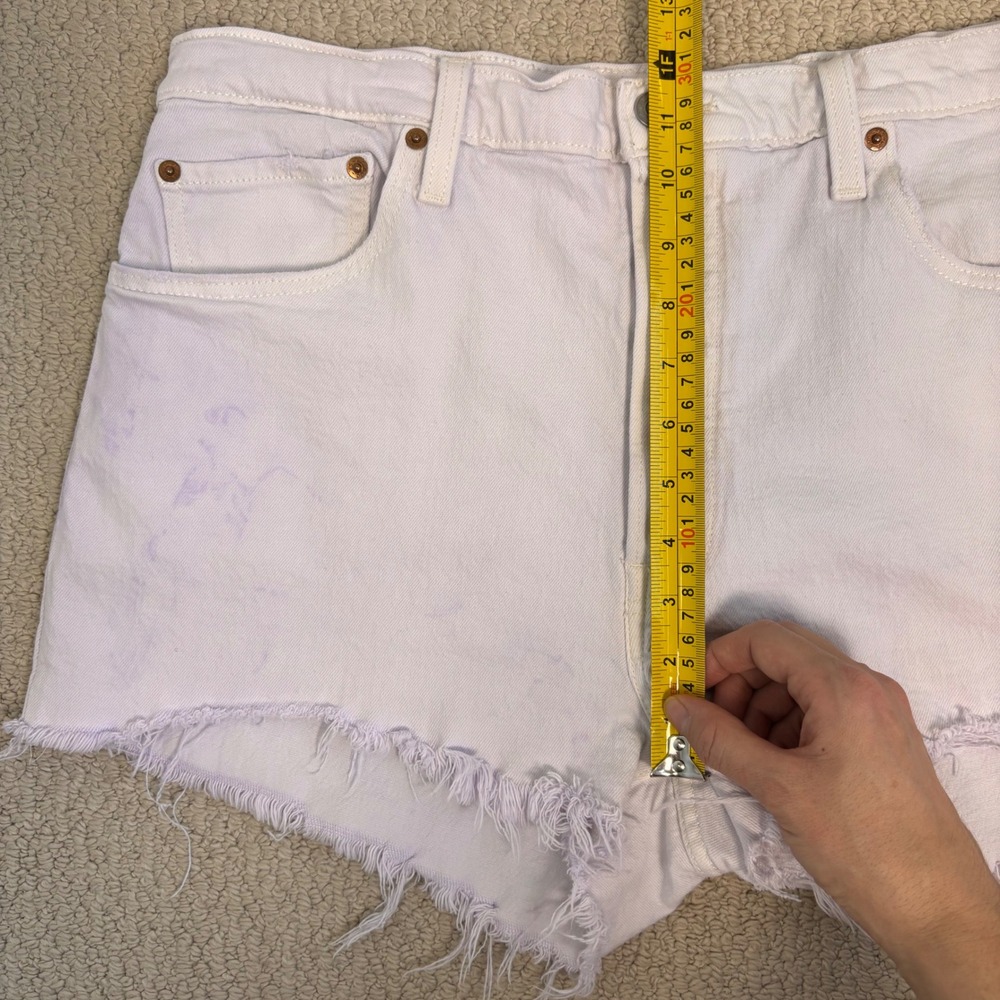 Levis 501 Original High Rise Cut Off Shorts White Purple Tie Dye W34 / Sz 16 - Picture 6 of 16